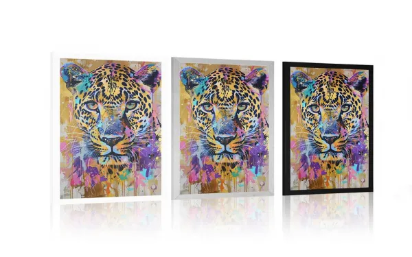 Plagát leopard s imitáciou maľby