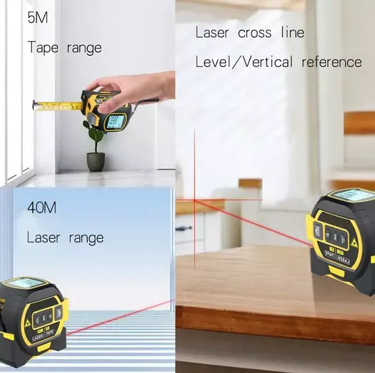 AMOEBA Kompaktný laserový digitálny meter, Zvinovacie 5M pásmo 2v1 s laserovým meračom vzdialenosti do 60 Metrov