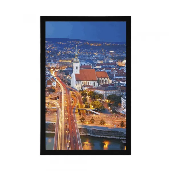 Plagát pohľad na nočnú Bratislavu
