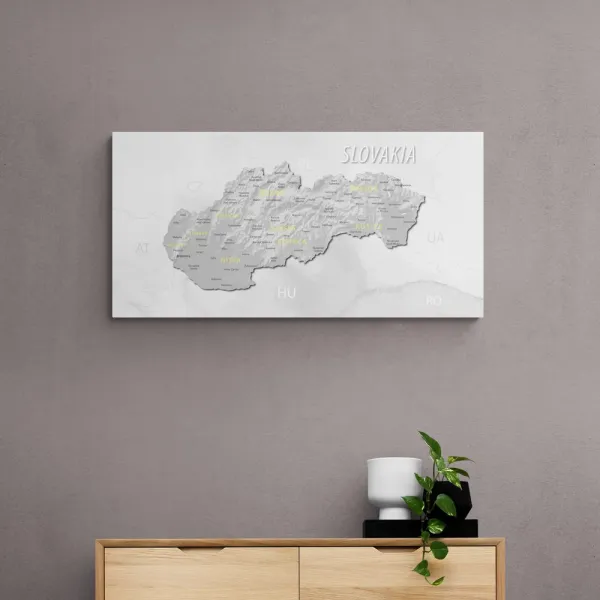 Obraz decentná sivohnedá mapa Slovenska