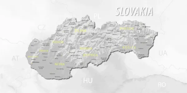 Obraz decentná sivohnedá mapa Slovenska