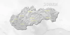 Obraz decentná sivohnedá mapa Slovenska