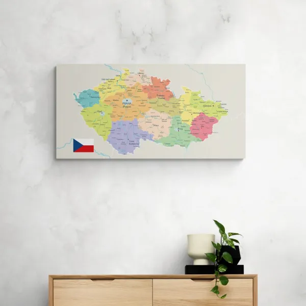 Obraz štýlová mapa Česka s vlajkou