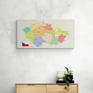 Obraz štýlová mapa Česka s vlajkou