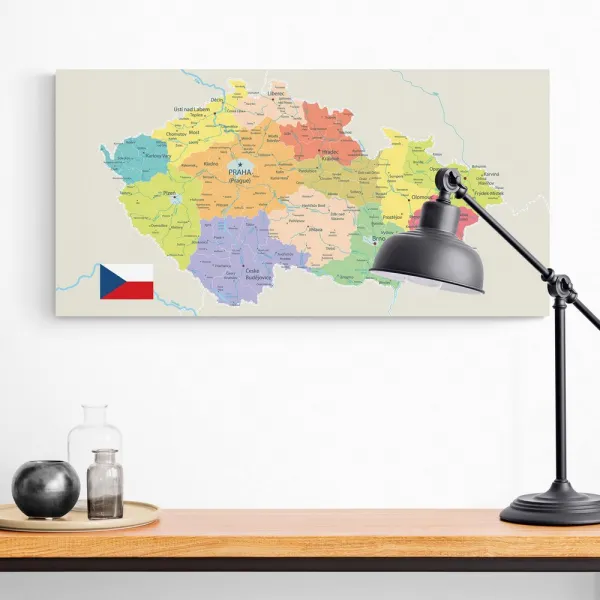 Obraz štýlová mapa Česka s vlajkou