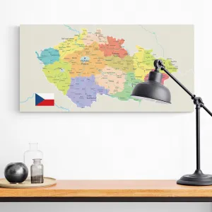 Obraz štýlová mapa Česka s vlajkou