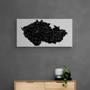 Obraz moderná čierno-sivá mapa Česka