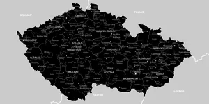 Obraz moderná čierno-sivá mapa Česka