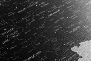Obraz čierno-sivá mapa Česka s vlajkou