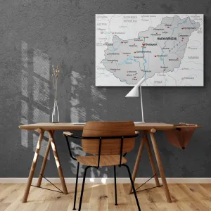 Obraz sivá mapa Maďarska s kontrastom