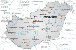 Obraz sivá mapa Maďarska s kontrastom