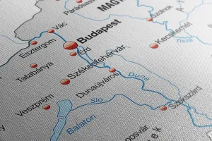 Obraz sivá mapa Maďarska s kontrastom