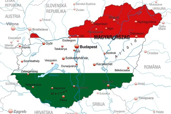 Obraz mapa Maďarska vo farbách vlajky