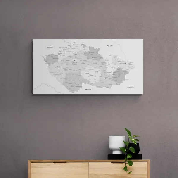 Obraz elegantná sivá mapa Česka