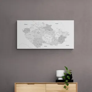 Obraz elegantná sivá mapa Česka