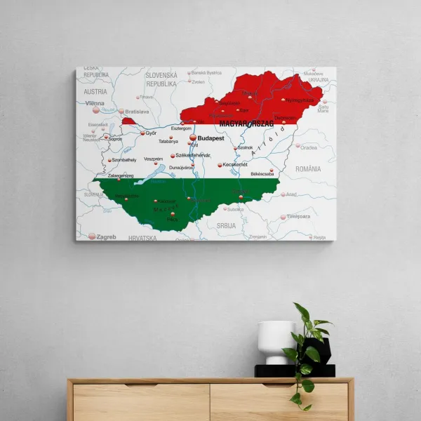 Obraz mapa Maďarska vo farbách vlajky