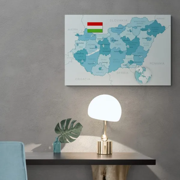 Obraz na korku elegantná modrá mapa Maďarska