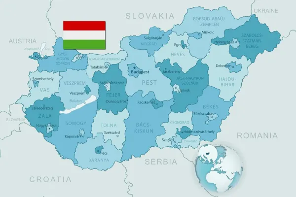 Obraz na korku elegantná modrá mapa Maďarska