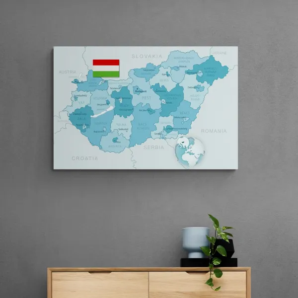 Obraz na korku elegantná modrá mapa Maďarska