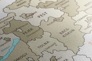 Obraz na korku decentná béžová mapa Maďarska