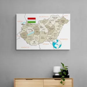 Obraz na korku decentná béžová mapa Maďarska
