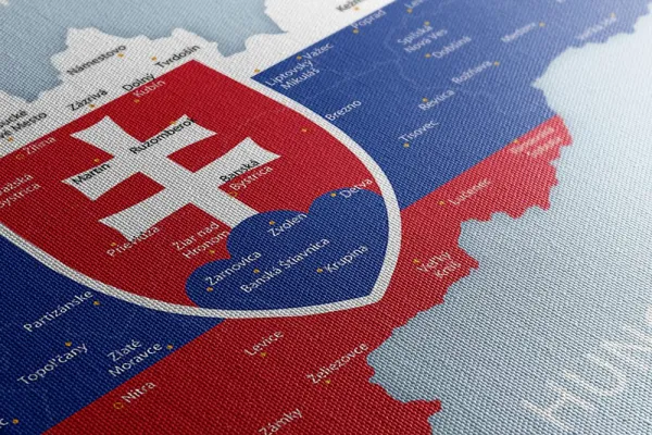 Obraz mapa Slovenska so štátnym znakom a okolitými štátmi