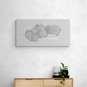 Obraz sivá mapa Slovenska s decentným kontrastom