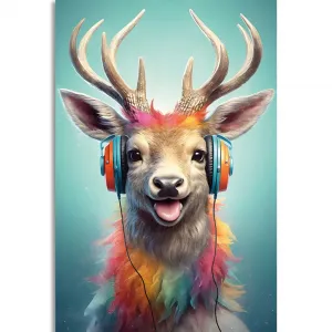 Obraz jeleň so slúchadlami