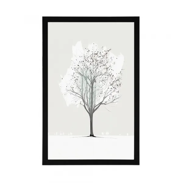 Plagát minimalistický strom v zime