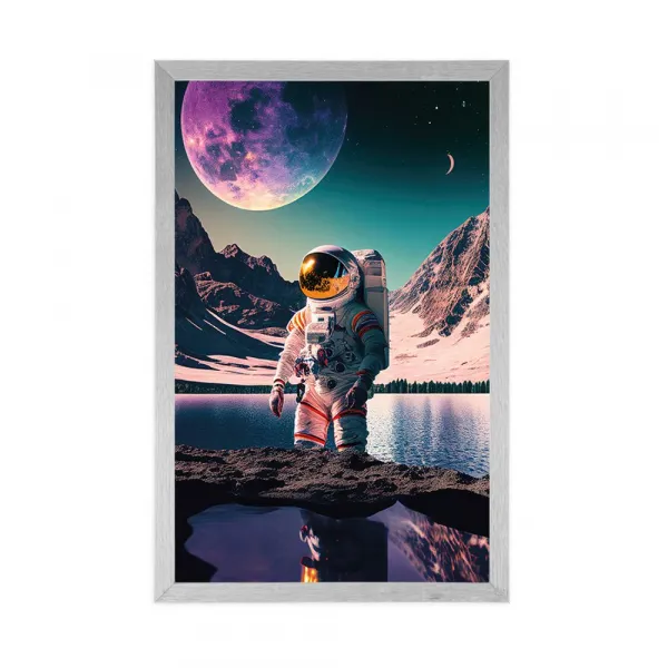 Plagát astronaut na povrchu neznámej planéty