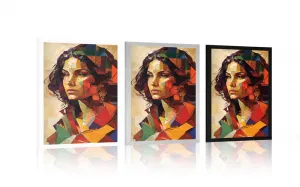 Plagát profil ženy v patchwork dizajne