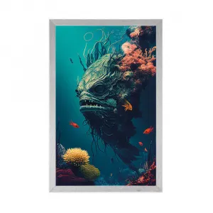 Plagát surrealistická podmorská príšera
