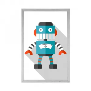 Plagát modrý robot na bielom pozadí