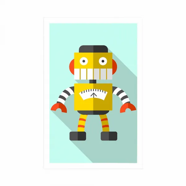 Plagát žltý robot na modrom pozadí