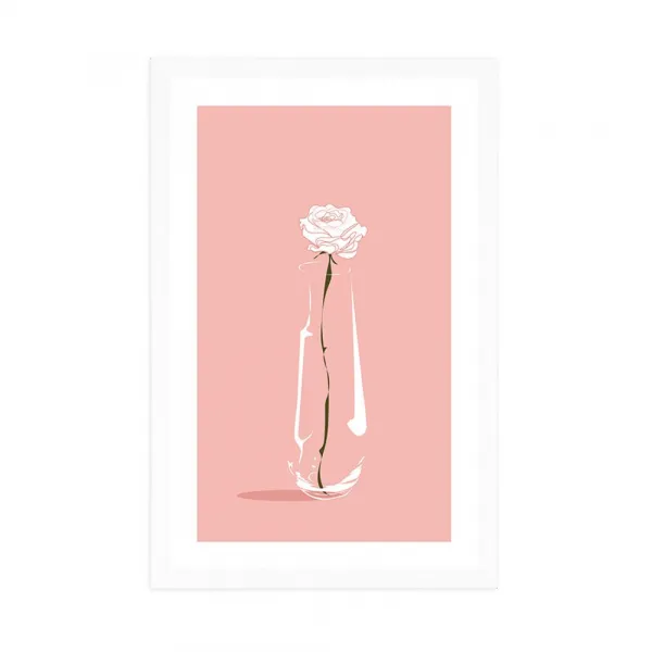 Plagát s paspartou minimalistický kvet