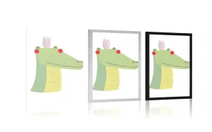 Plagát roztomilý krokodíl s pierkami