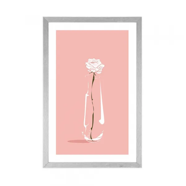 Plagát s paspartou minimalistický kvet