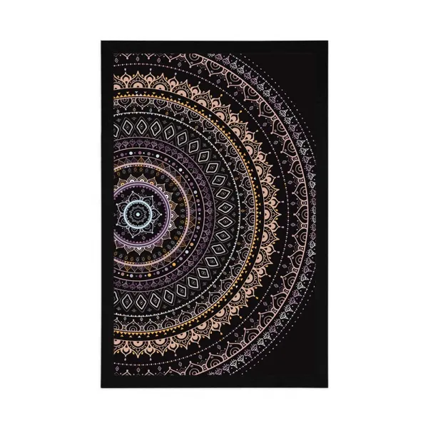 Plagát Mandala so vzorom slnka vo fialových odtieňoch