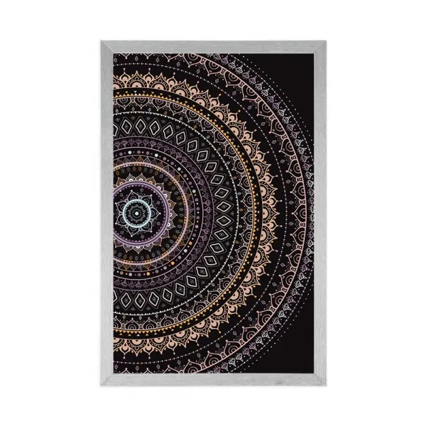 Plagát Mandala so vzorom slnka vo fialových odtieňoch