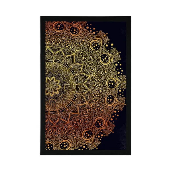 Plagát zlatá orientálna Mandala