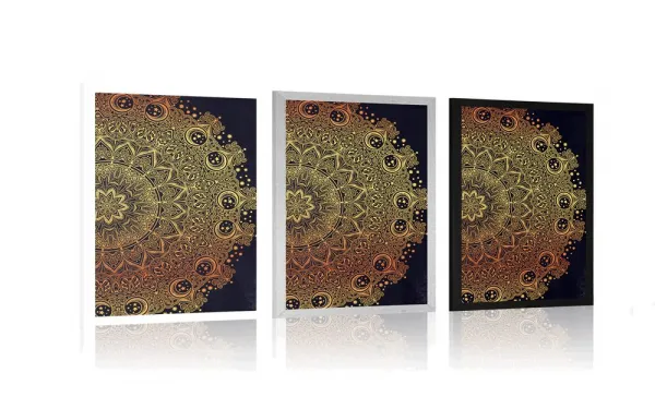 Plagát zlatá orientálna Mandala