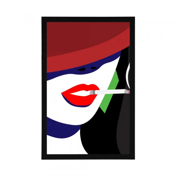 Plagát žena v klobúku v pop art štýle