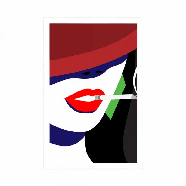Plagát žena v klobúku v pop art štýle