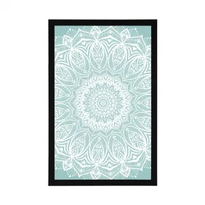 Plagát detail Mandala harmónie na modrom pozadí