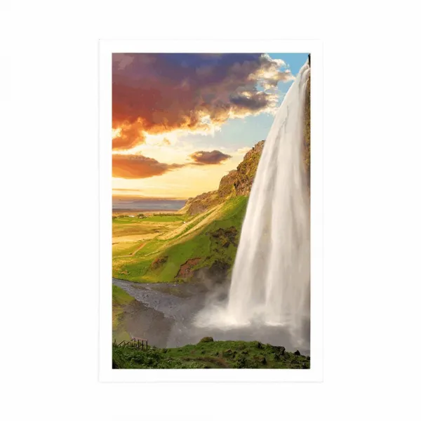 Plagát majestátny vodopád na Islande