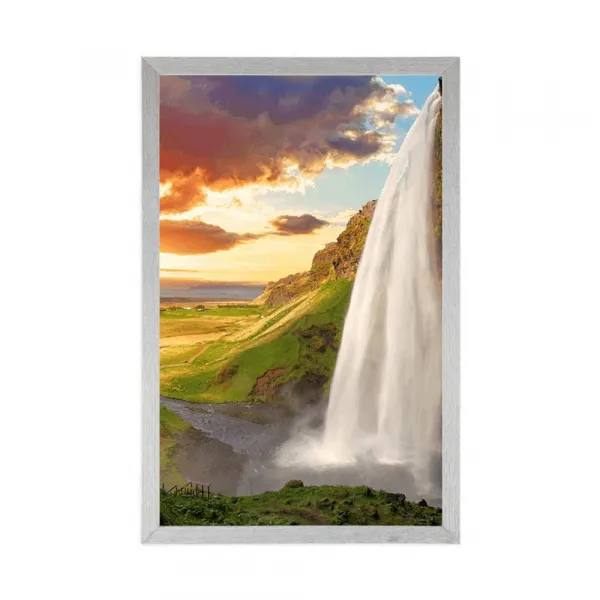 Plagát majestátny vodopád na Islande