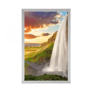 Plagát majestátny vodopád na Islande