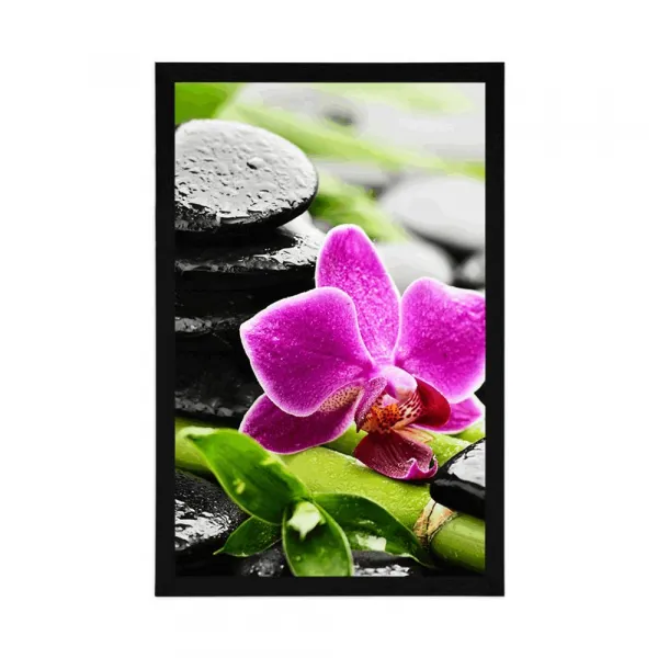 Plagát wellness zátišie s fialovou orchideou