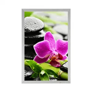 Plagát wellness zátišie s fialovou orchideou