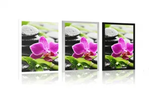 Plagát wellness zátišie s fialovou orchideou
